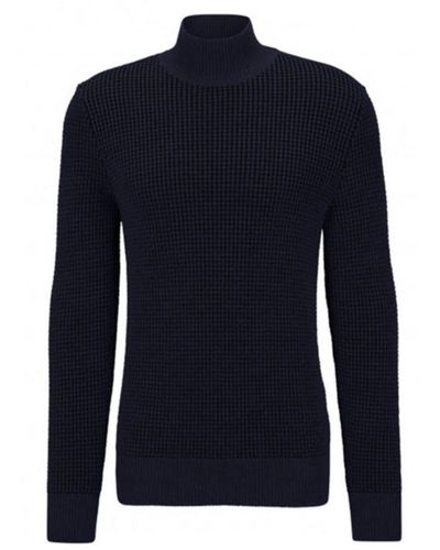BOSS Boss Maurelio Dark Mock Neck Sweater In Structured Wool Blend 50500656 404 - Blu
