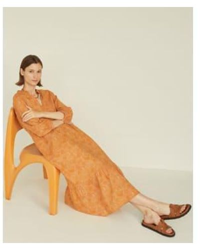 Yerse Wave Print Dress Amber M - Multicolour