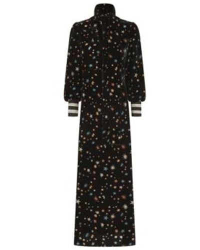 Nooki Design Robe imprimée Kira en velours avec écharpe - Noir