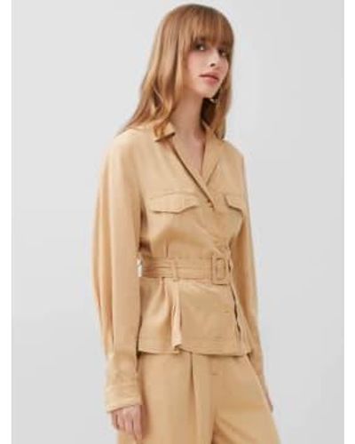 French Connection Elkie Twill Belted Jacket Or Biscotti - Neutro