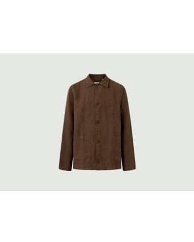Knowledge Cotton Linen Overshirt S - Brown