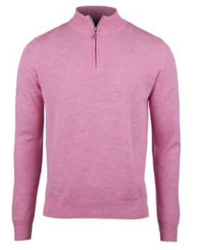 Stenströms Textured Merino Half Zip In Pink 4202371355355 - Rosa