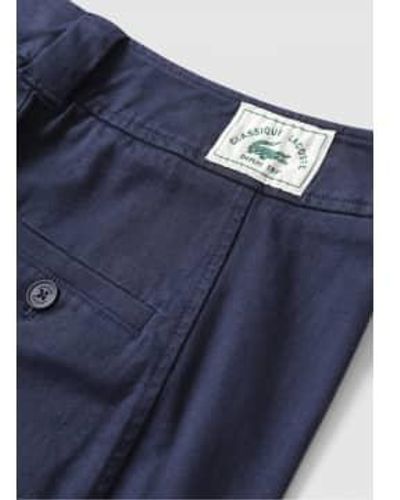 Lacoste Pantalones gabardina pernera ancha sastre en azul marino