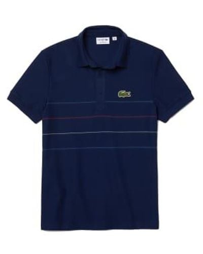 Lacoste "Ma in France" Regular Fit Textured Cotton Polo Shirt Blue - Azul