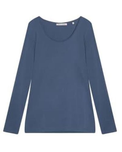 Cashmere Fashion Camiseta algodón Trusted Handwork Cannes cuello redondo manga larga - Azul