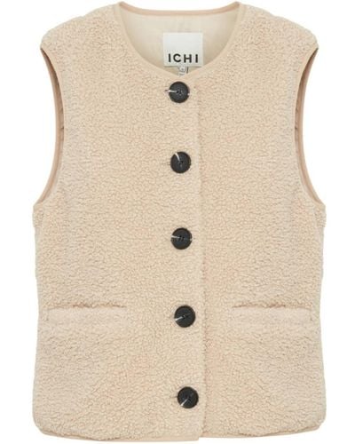 Ichi Fawn Tino Teddy Waistcoat - Neutro