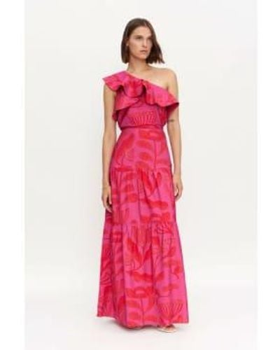 Compañía Fantástica Long & Red Hortencia Floral Skirt M - Pink