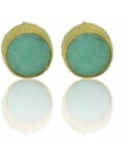 CollardManson Gold Plated Chrysophrase Stud Earrings - Verde