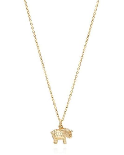 Anna Beck Small Elephant Charm Necklace - Metallic