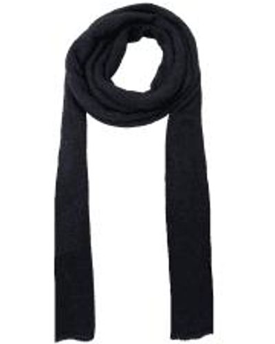 Black Colour Slim Long Knitted Scarf Dark Gray /natural/ - Black