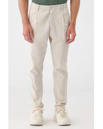Transit Pantalon à double face en coton à rayures / lin Stone - Neutre