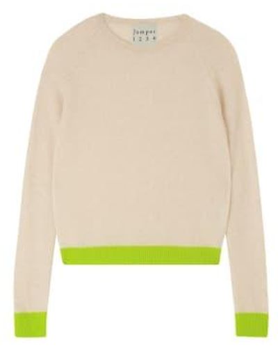 Jumper 1234 Contrast Crew Oatmeal 3 - Yellow