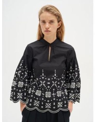 Inwear Blusa bordada algodón dorika negro
