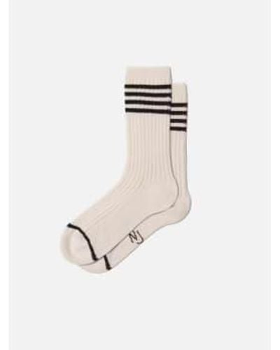 Nudie Jeans Chaussettes à rayures tennis - Blanc