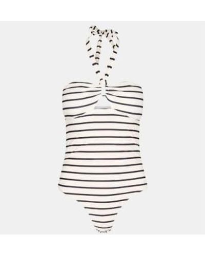 Sofie Schnoor Striped Halter Neck Swimsuit - Bianco