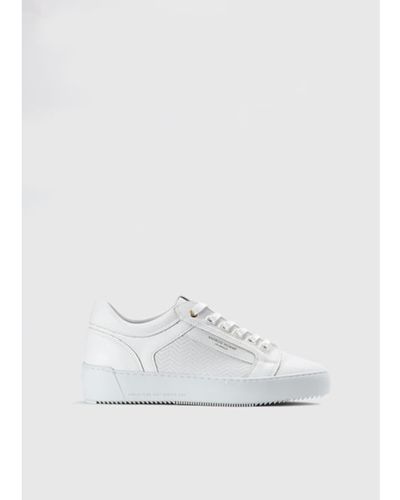 Android Homme Mens Venice Embossed Leather Trainers In White - Bianco