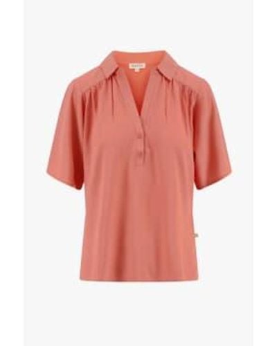 Zusss Blouse With Short Sleeve Pink Medium - Red
