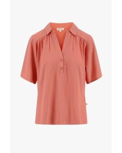 Zusss Blouse With Short Sleeve Pink Small - Red