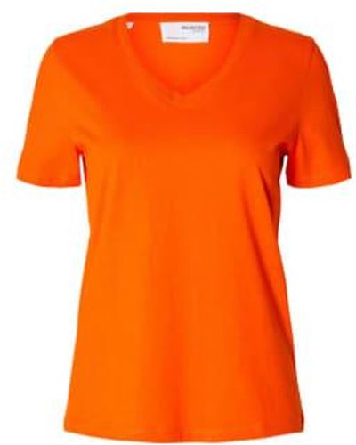 SELECTED | Klassisches Bio-Baumwoll-T-Shirt - Orange