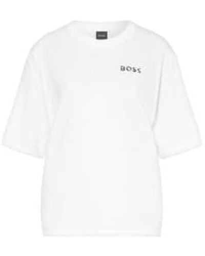 BOSS C enis 1 blumenlogo t-shirt größe: l, col: weiß
