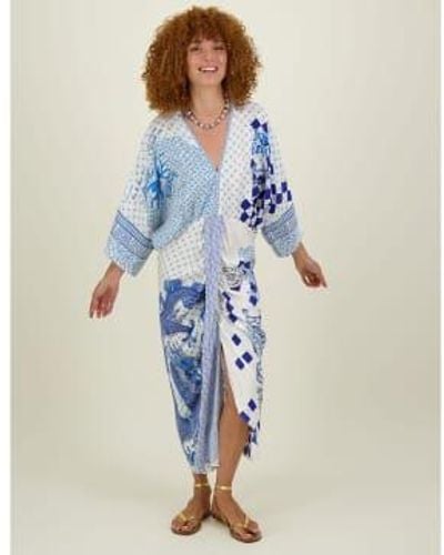 ME 369 Sophia Kimono Dress Amalfi Coast 2 - Blu