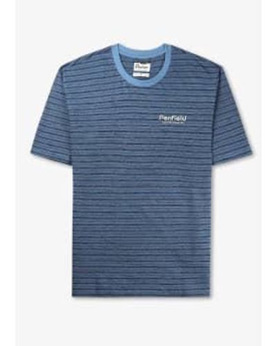 Penfield Mens Textured Strip T Shirt In 1 - Blu
