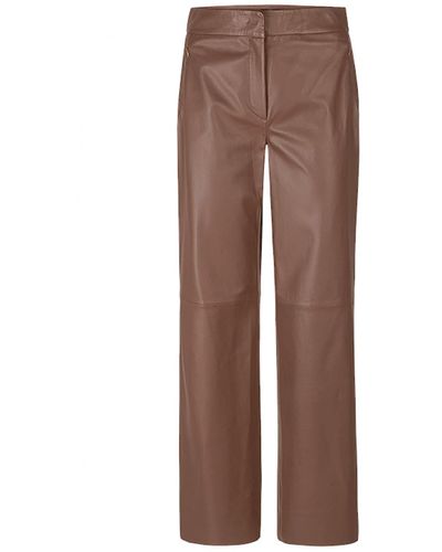 Riani Toffee Leather Trousers 10 - Brown