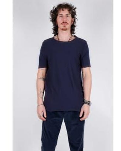 Hannes Roether Roundneck Cotton T Shirt Livid - Blu