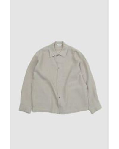 Still By Hand Paper Mixed Shirt Jacket Oatmeal - Gray