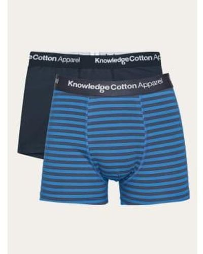 Knowledge Cotton 1110001 2 Pack Striped Underwar 1357 Campanula - Blu