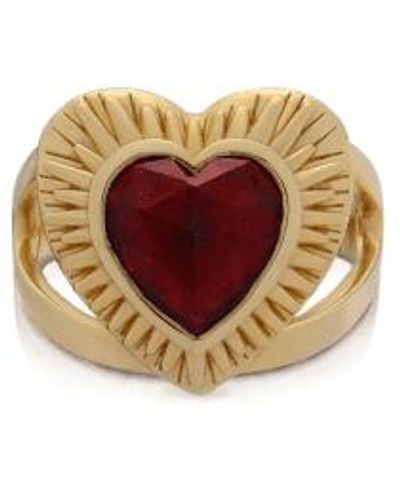 Rachel Jackson Electric Love Statement Garnet Heart Ring - Metallic