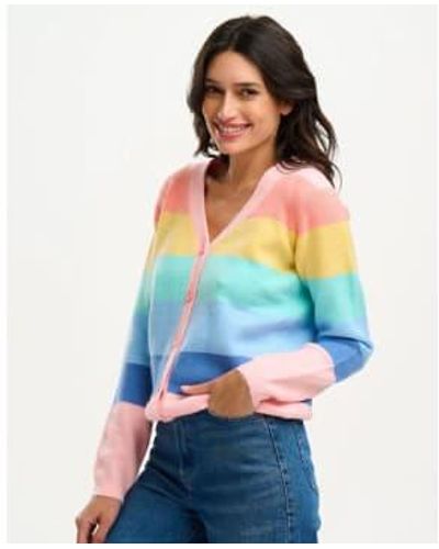 Sugarhill Izzy Rainbow Stripe Cardigan - Blau