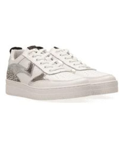 Maruti Mave Leather Trainers In Silver Pixel Off - Bianco