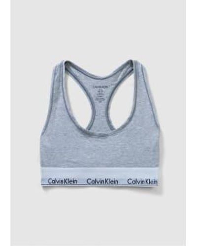 Calvin Klein Womens Underwear Modern Cotton Racerback Bralette In Heather - Blu