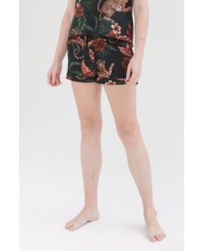 Desmond & Dempsey Soleia Jungle Print Shorts Size: L, Col: - Black