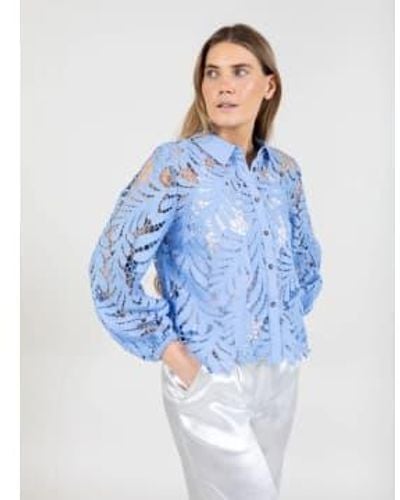 COSTER COPENHAGEN Lace Shirt Bright Sky - Blue