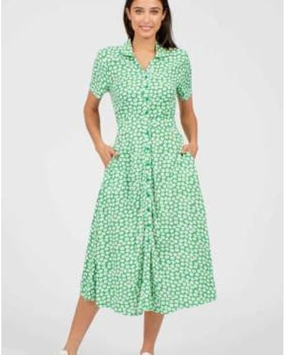 Lilac Rose Lilac Pretty Vacant Jonie Dress In Green Daisies - Verde