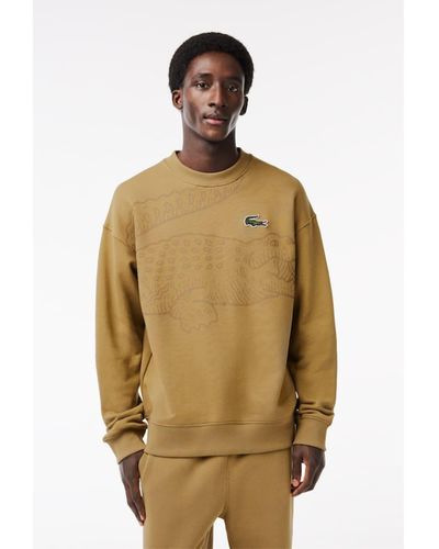 Lacoste 's Round Neck Loose Fit Croc Print Jogger Sweatshirt in Green for  Men | Lyst UK