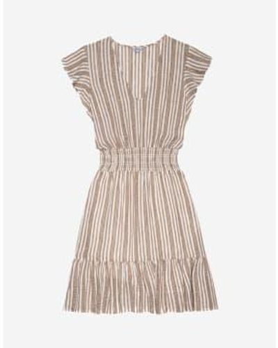 Rails Tara Multi Stripe Frill Sleeve Elasticated Dress Size: S, Col: B L - Natural