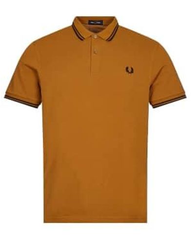 Fred Perry Twin Tipped Polo Shirt Dark Caramel - Marrone