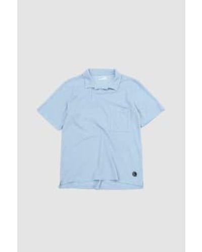 Universal Works Vacation Polo Sky Light Weight Terry S - Blue