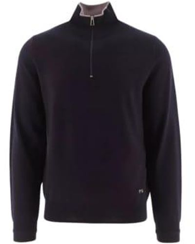 PS by Paul Smith Merino Wool Zip Neck Sweater 1 - Blu