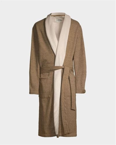 UGG Wolf Gray Robinson Contrast Trim Dressing Gown - Brown