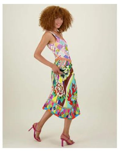 ME 369 Vanessa Flower impresa falda midid - Multicolor