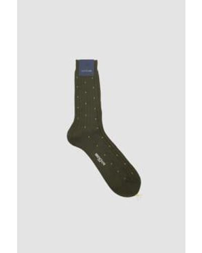 Bresciani Cotton Short Socks Militaregiallo - Bianco