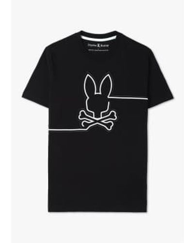 Psycho Bunny Herren-t-shirt "chester" mit bestickter grafik in schwarz