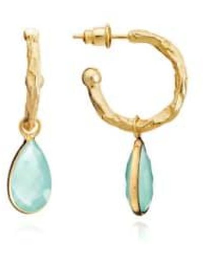 Azuni London Marina Hoop Gemstone Earrings Lapis - Metallic