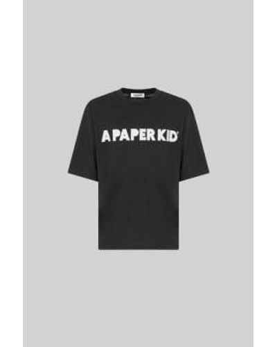 A PAPER KID Camiseta l logotipo lantero negro