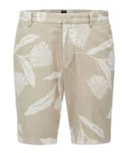 BOSS Medium Beige Stretch Cotto Seasonal Printed Slim Fit Shorts 54 - Natural