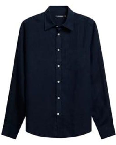 J.Lindeberg Clean Linen Slim Shirt - Blu